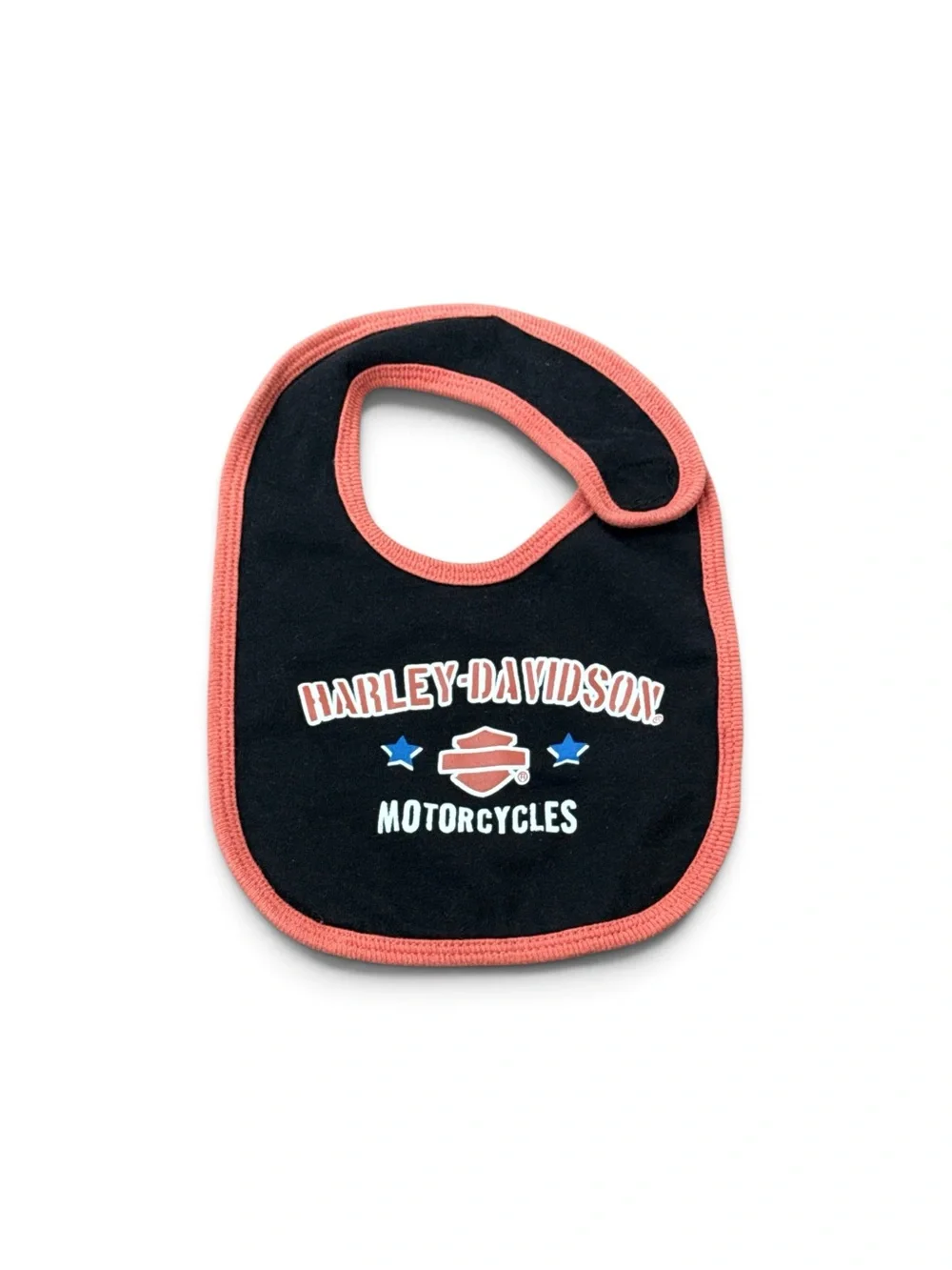Harley-Davidson Black and Coral Baby Bib with Motorcycles Logo size 24M